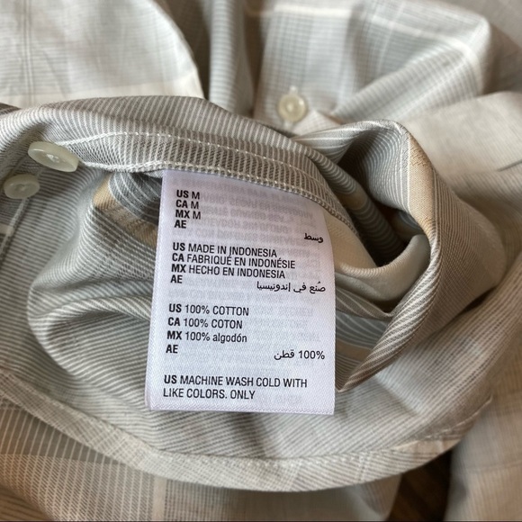 Alfani NWT button up long sleeve plaid winter ivory and browns size Medium - Picture 3 of 6